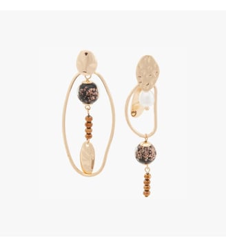 Boucles d'oreilles asymétriques noires et dorées - Balaboosté - Noir