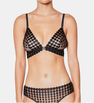 Soutien Gorge - Bralette Sans Armatures - Deco Dots - Huit - Noir