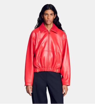Blouson en cuir - Sandro - Rouge