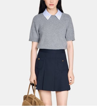 Pull en laine à col amovible - Sandro - Gris