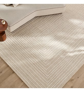 Tapis XL tufté à la main, en laine brodée - AM.PM - Naturel et écru