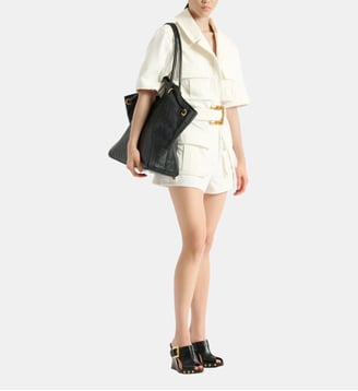 Combinaison ceinturée en denim - Balmain - Blanc