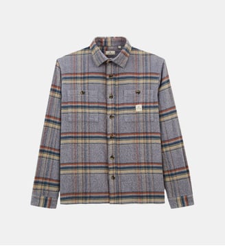 Chemise Clovis à carreaux en coton - Serge Blanco - Bleu gris