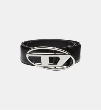 Ceinture 4 cm en cuir avec boucle en D ovale - Diesel - Noir