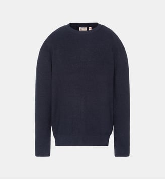 Pull col rond en maille texturée - Schott - Bleu marine