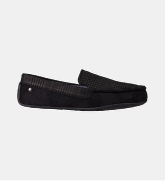 Chaussons Mocassins en suédine, semelle gomme - Isotoner - Noir et gris