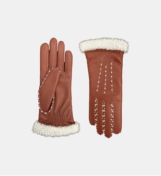 Gants Marie-Louise Femme Cuir Doublés Alpaga - Agnelle - Orange foncé