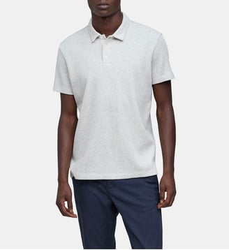 Polo coton bio maille nid d'abeille - Ikks - Gris clair