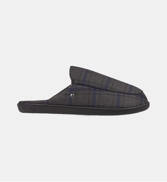 Chaussons Mules imprimé à carreaux - Isotoner - Gris foncé