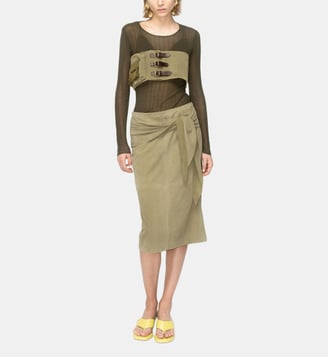 Pull semi-transparent côtelé - Pinko - Vert