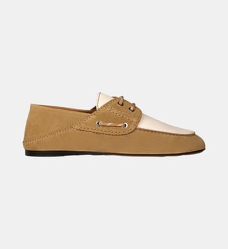 Chaussures bateau cuir suède - Sandro - Beige