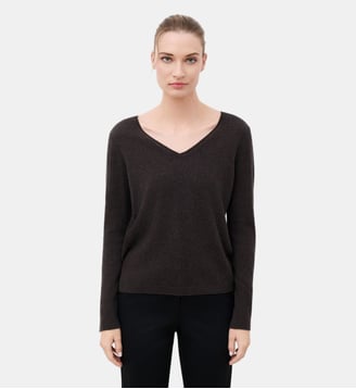 Pull mvickie 100% cachemire - Motif uni - Caroll - Marron foncé