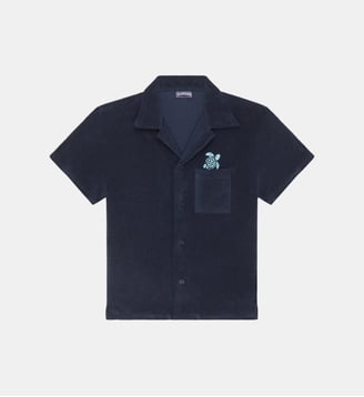 Chemise en éponge Tortue brodée - Vilebrequin - Bleu marine