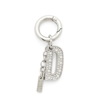 Porte-clés en métal avec pendentif cristal D - Diesel - Gris argente