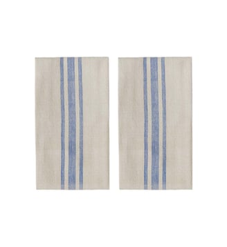 Lot de 2 serviettes en coton à rayures - OYOY - Bleu