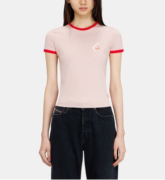 T-shirt ajustée avec imprimé cochon - Diesel - Rose