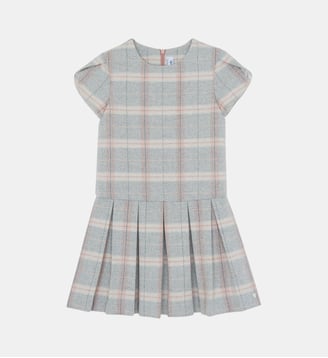 Robe -  moyen col rond carreaux - Tartine Et Chocolat - Beige