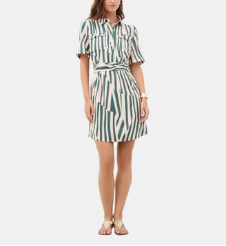 Robe rleona3 - Motif rayures - Viscose livaeco - Caroll - Vert turquoise