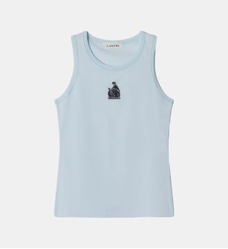 Débardeur Brodé La Mère Et L'Enfant En Jersey - Lanvin - Bleu