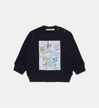 Sweat-shirt col rond avec logo - Marni - Bleu foncé