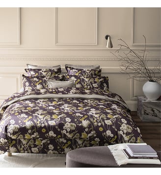Housse de couette imprimée en satin de coton bio, CLOSERIE - Alexandre Turpault - Violet