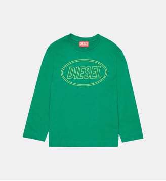 T-shirt à manches longues avec logo - Diesel Kids - Vert joyeux