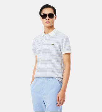 Polo classic fit Petit Piqué rayé - Lacoste - Bleu clair et blanc
