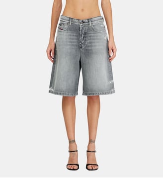 Short en denim à ourlets effilochés - Diesel - Gris