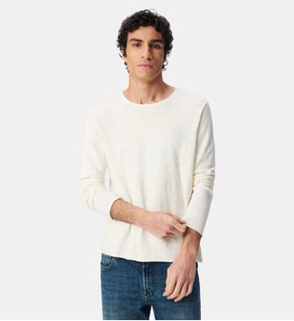 Pull tricot flammé à bords roulottés - Ikks - Écru