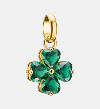Charm trèfle avec nanocristal vert en forme de cœur - Thomas Sabo - Or