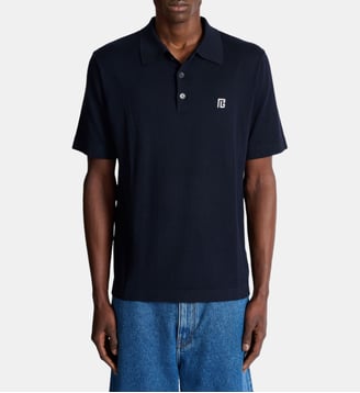Polo en coton brodé - Balmain - Bleu