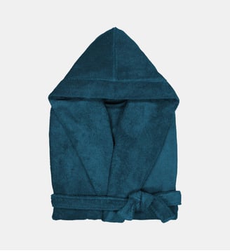 Peignoir capuche adulte en coton Égyptien 400 g/m2 - La Redoute Interieurs - Bleu de prusse