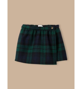 Jupe short imprimé tartan Fille - Cyrillus - Carreaux vert et marine