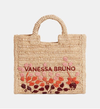 Petit Panier En Raphia Brodé - Vanessa Bruno - Multico et rose