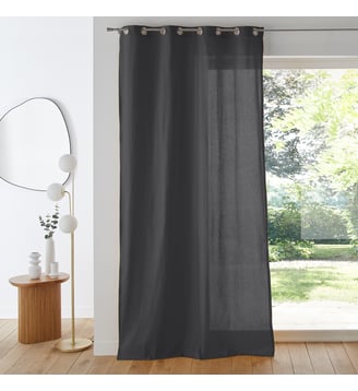 Rideau coton finition oeillets - La Redoute Interieurs - Gris foncé