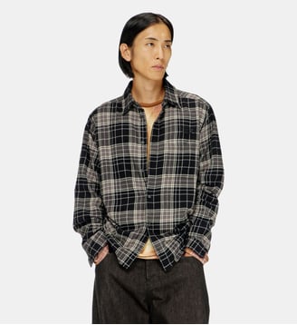 Chemise à carreaux en flanelle effet distressed - Diesel - Noir et gris