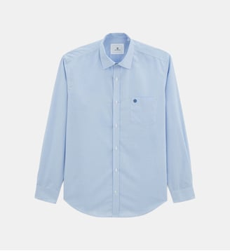 Chemise droite vichy en coton - Serge Blanco - Bleu ciel