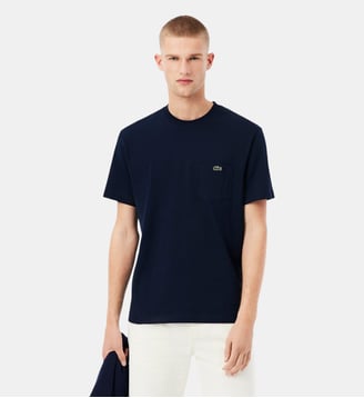 T-shirt coton avec poche poitrine - Lacoste - Bleu marine