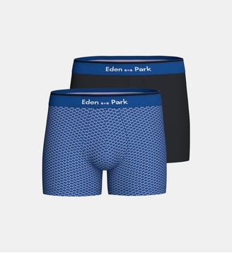 2Pack Boxer Motif Papil+UniBLEU4SMALL - Eden Park - Bleu clair
