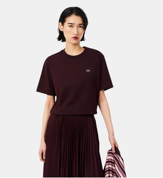 T-shirt relaxed fit coton doux - Lacoste - Marron oxalis