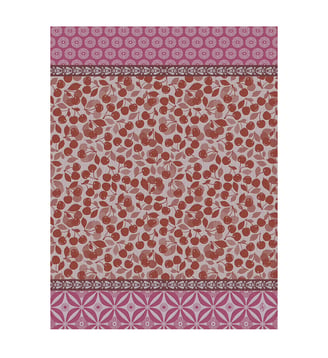 Torchon Cerises 100% coton - Le Jacquard Francais - Rouge foncé