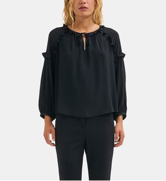 Blouse à volants et lacet - LARISSA - Pablo - Noir