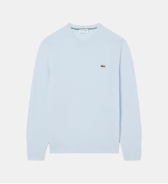Pull en laine col rond - Lacoste - Bleu pâle