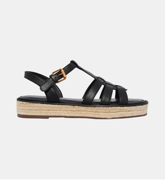 Sandale espadrille en cuir - DUNE - Pablo - Noir