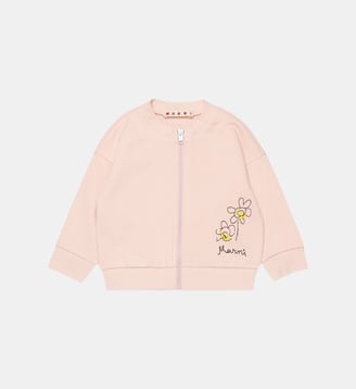 Sweat à fermeture zippée intégrale avec logo - Marni - Rose