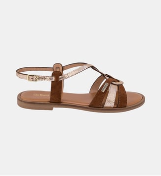 Sandales plates en cuir HABBY - Les Tropeziennes par M. Belarbi - Cognac