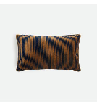 Housse de coussin rectangulaire, rayée, en velours - La Redoute Interieurs - Bleu et marron
