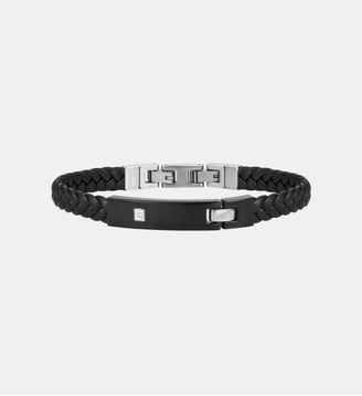 Bracelet souple Christiano en Acier 316L avec diamant blanc - Phebus - Noir