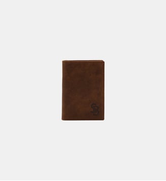 Porte-cartes à volet en cuir de chèvre noir Brooklyn - Serge Blanco - Marron