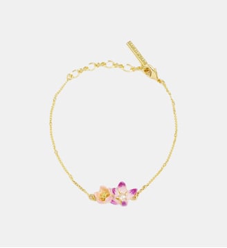 Bracelet fin hellébores rose et violette et cristaux - Les Néréides - Violet
